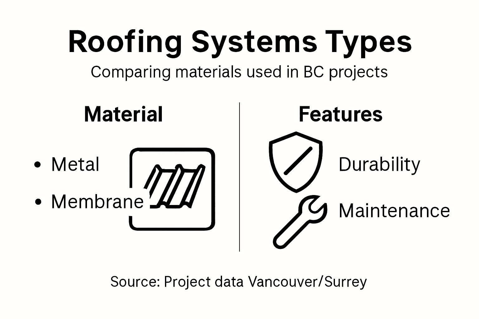 Infographic comparing roofing systems features