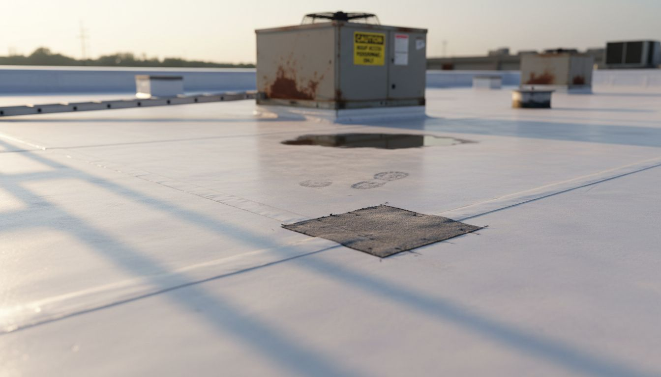 TPO roof with reflective surface and details