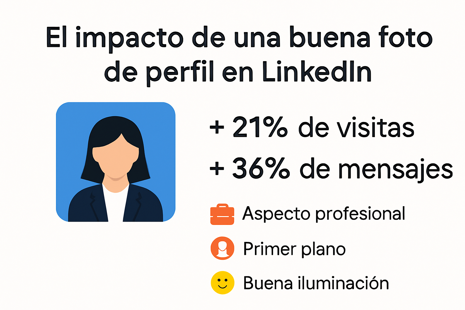 Infografía mostrando beneficios de una buena foto de LinkedIn