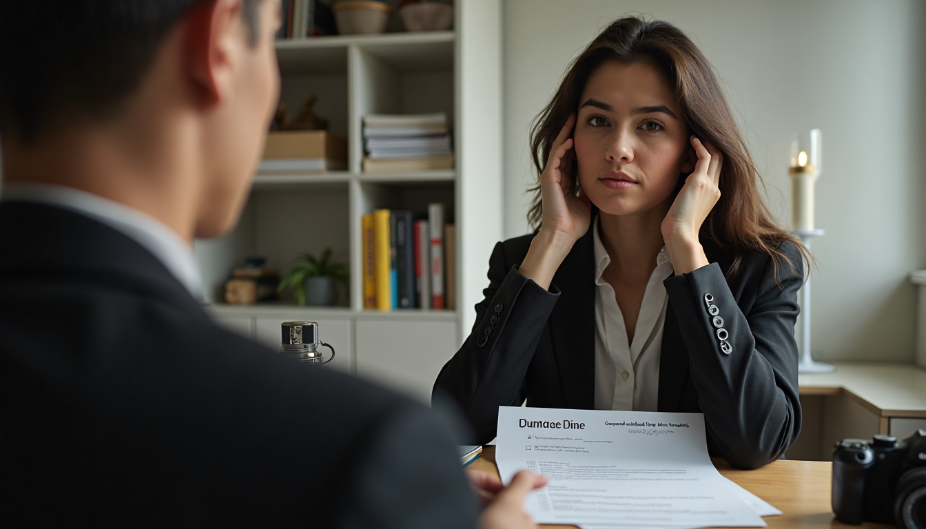 Student practicing professional look in mirror with checklist on desk