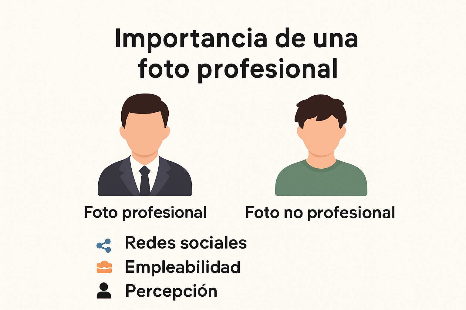 Comparación entre foto profesional y no profesional para estudiantes universitarios
