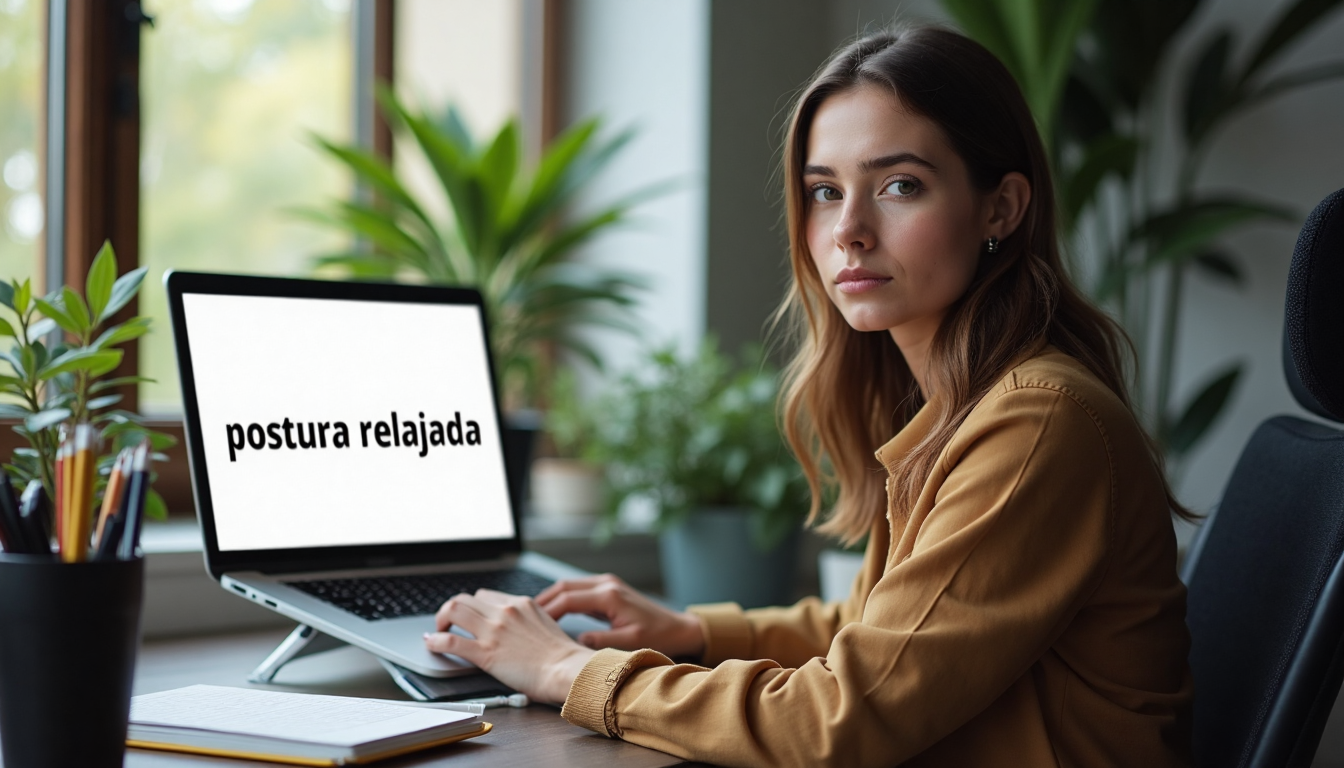 Joven profesional en estudio mostrando postura relajada y segura