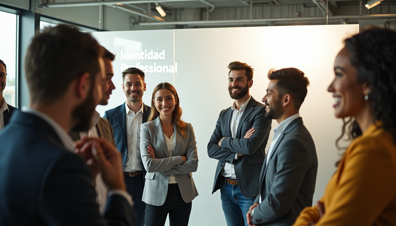 Corporate team in modern office during group photo session
