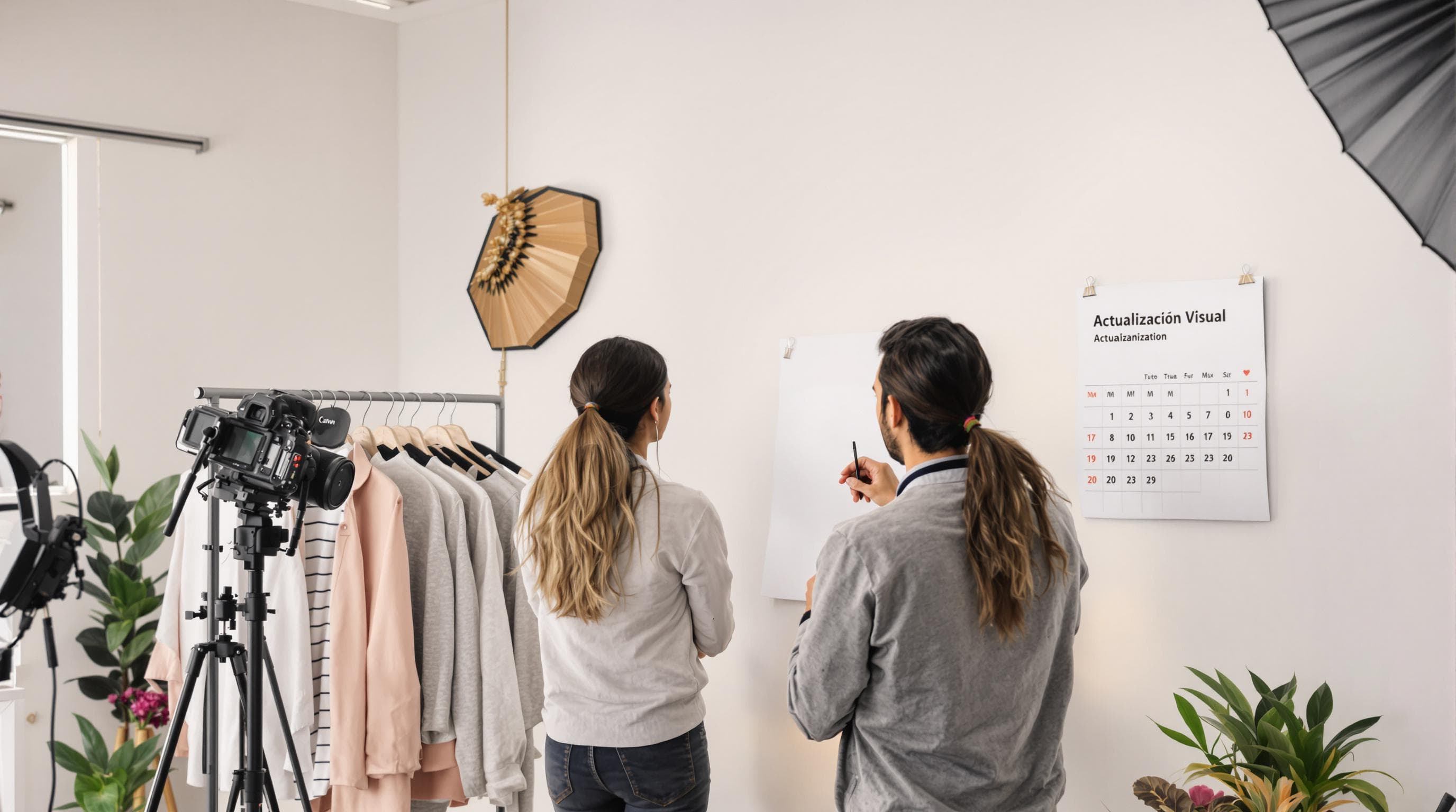 Photographer and client prepare for modern professional headshot session