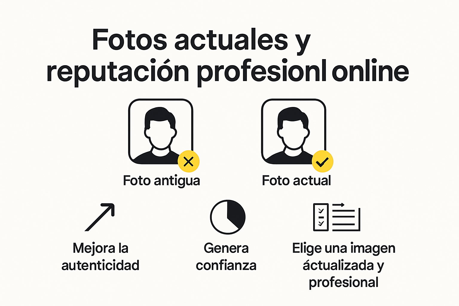 Infografía sobre ventajas de fotos actuales para reputación profesional