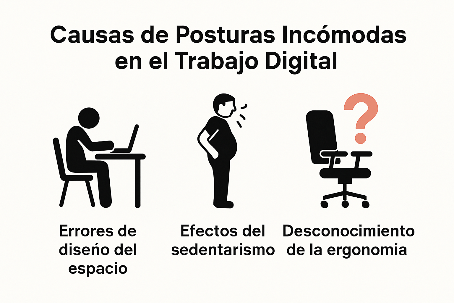 Causas frecuentes de posturas incómodas en el trabajo digital