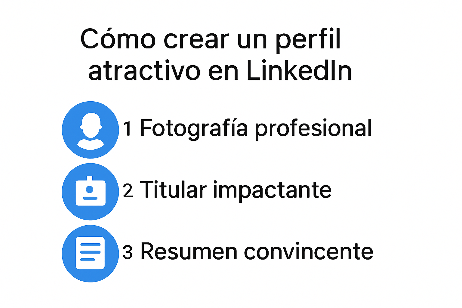 Infografía de pasos para crear perfil atractivo en LinkedIn.