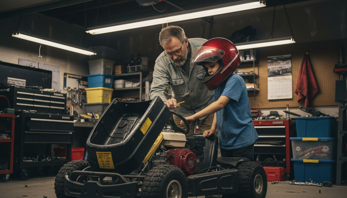 Parent and child check go-kart engine sticker