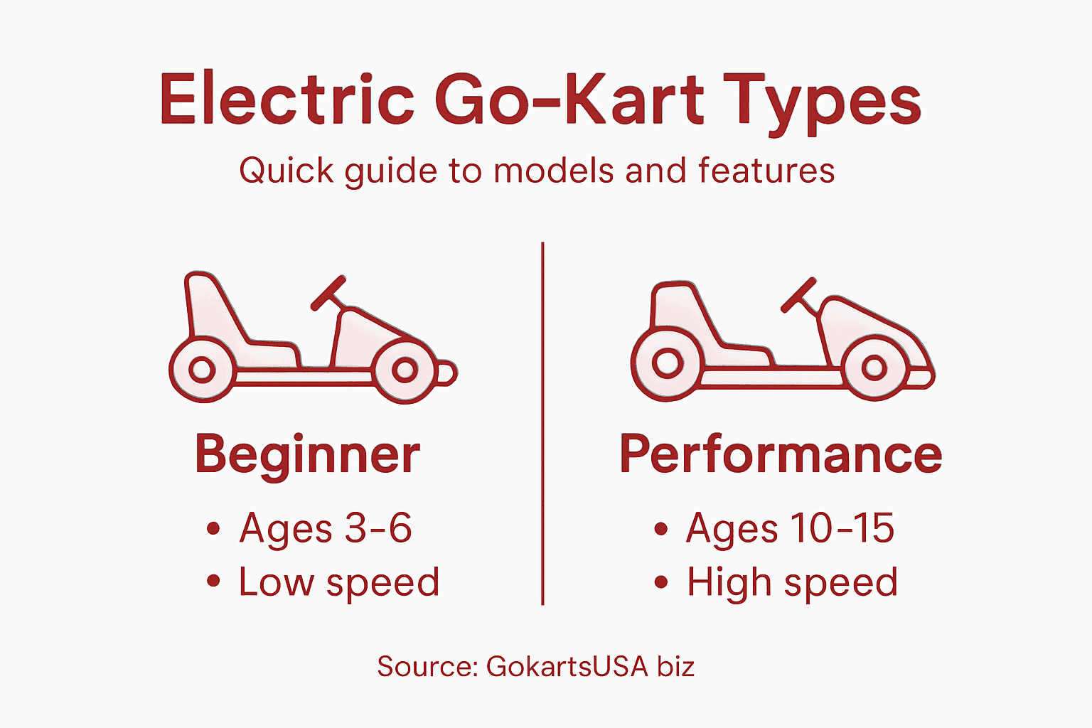 Infographic of electric go-kart types and features