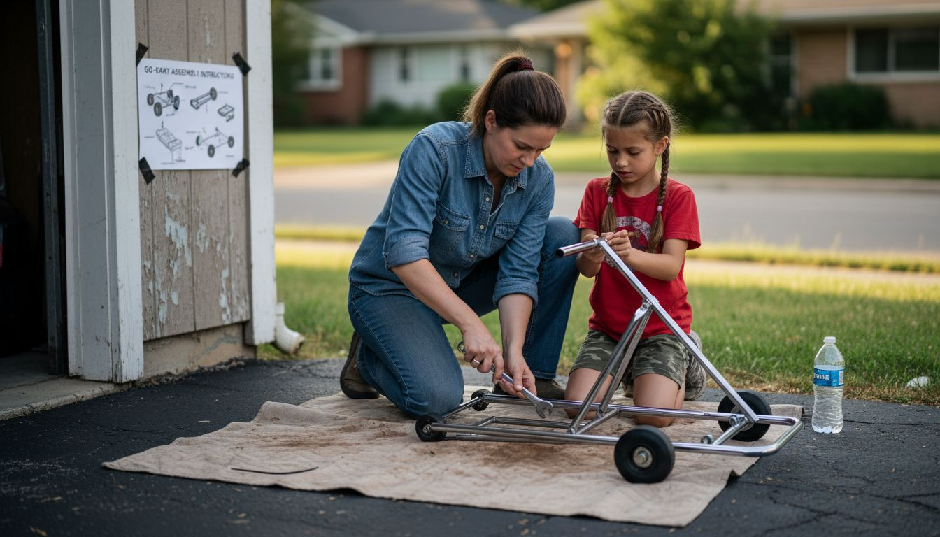 Mother and daughter assembling frame