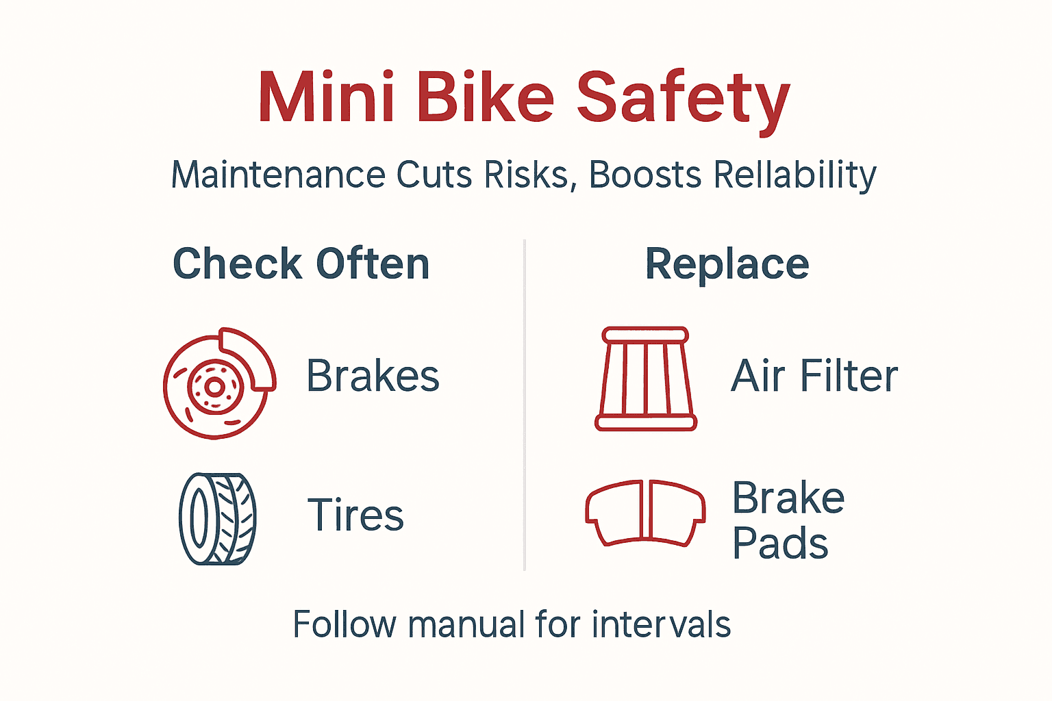 Infographic overview of mini bike maintenance and safety