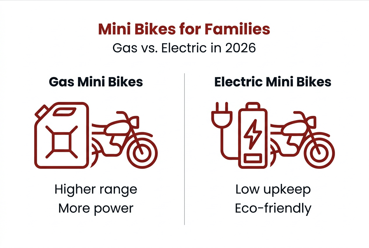 Infographic comparing gas and electric mini bikes