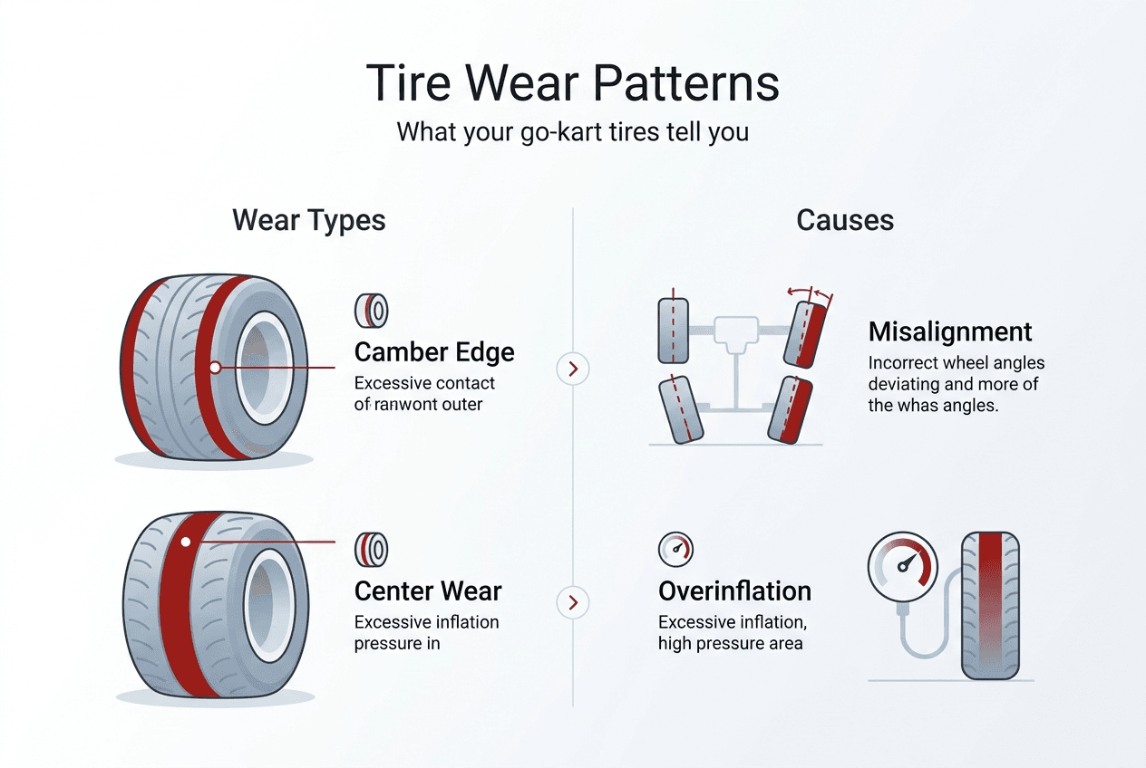 Infographic showing go-kart tire wear signs