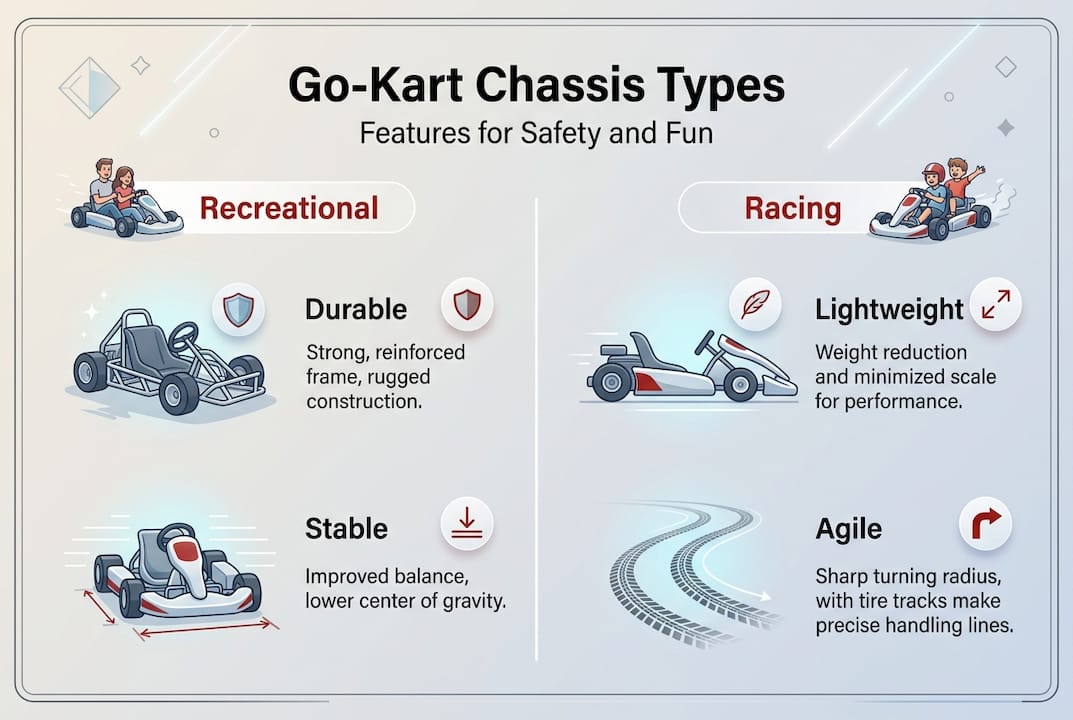 Infographic comparing go-kart chassis types