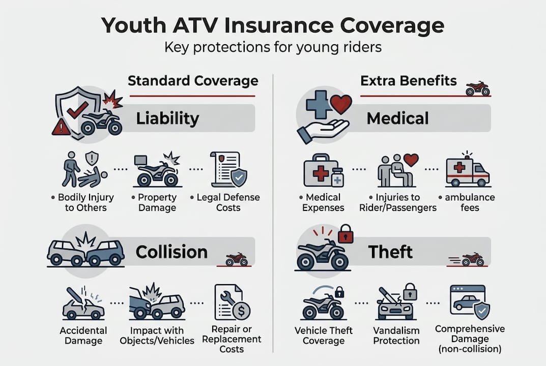 Infographic with ATV insurance coverage types