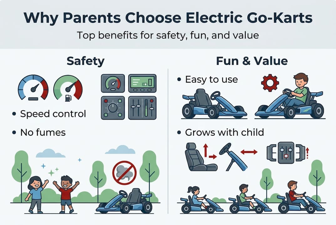 Infographic on electric go-kart family benefits