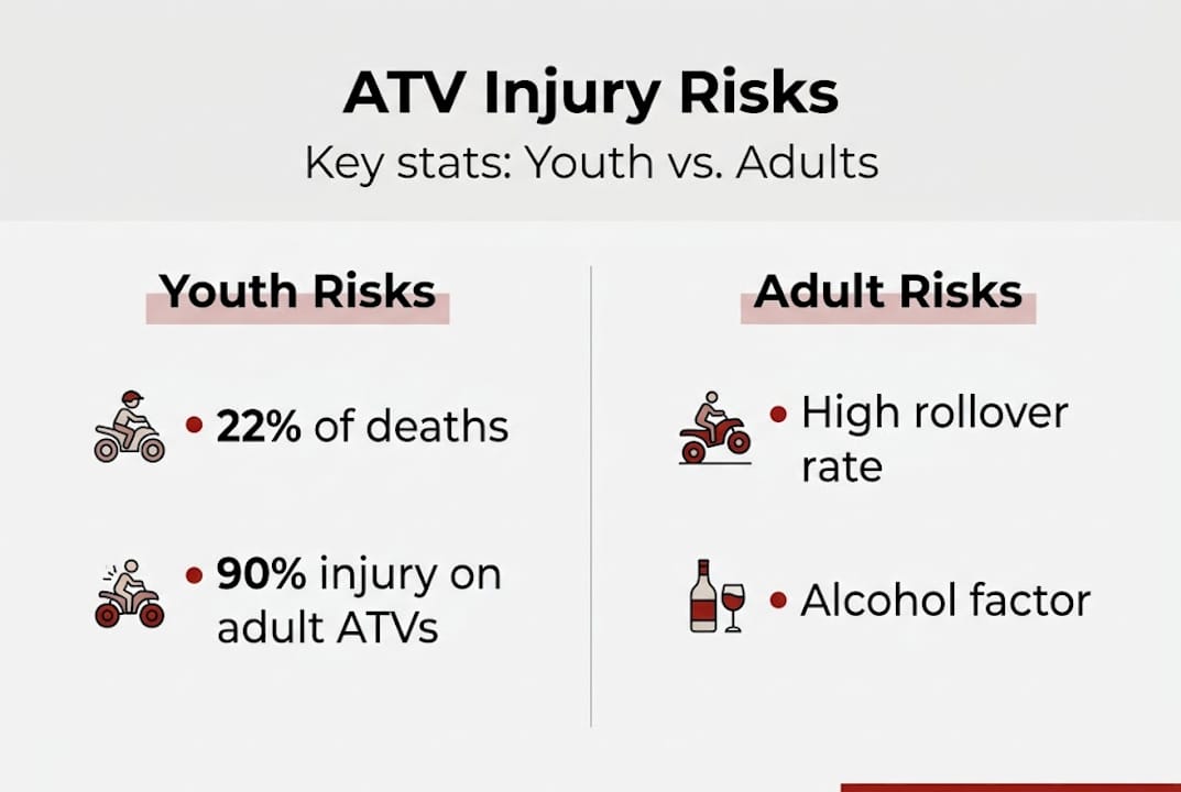 Infographic comparing youth and adult ATV risks