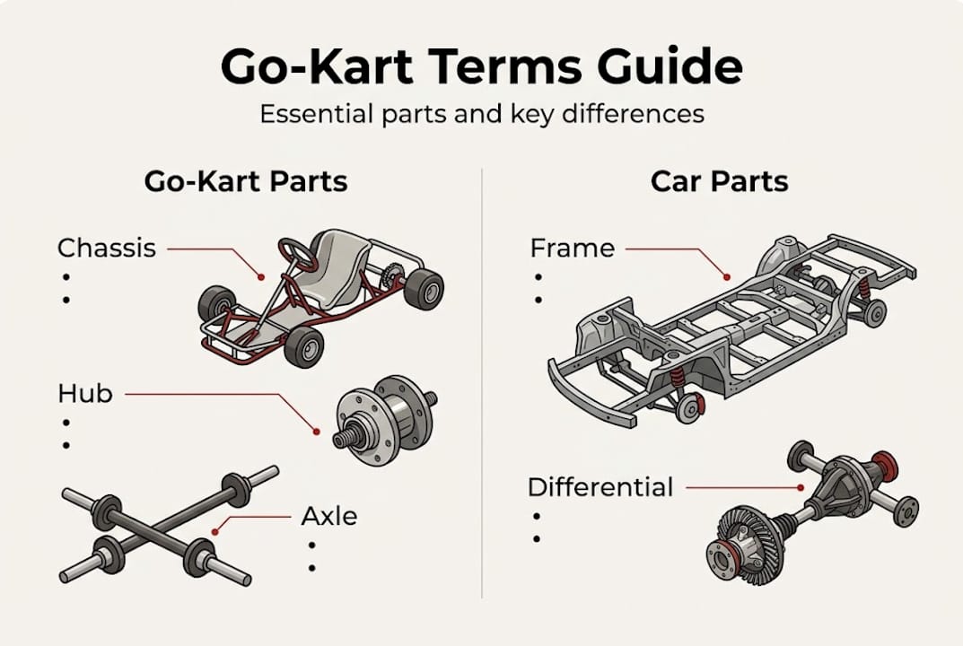 Go-kart parts vs car parts infographic