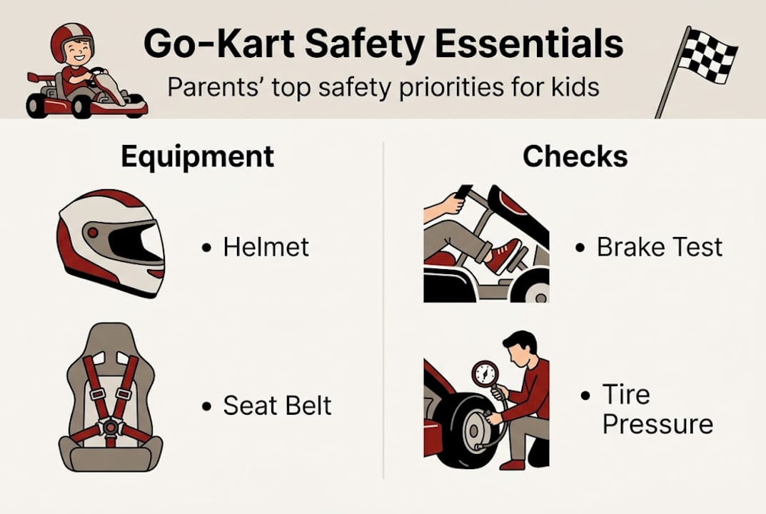 Infographic of go-kart safety essentials for kids