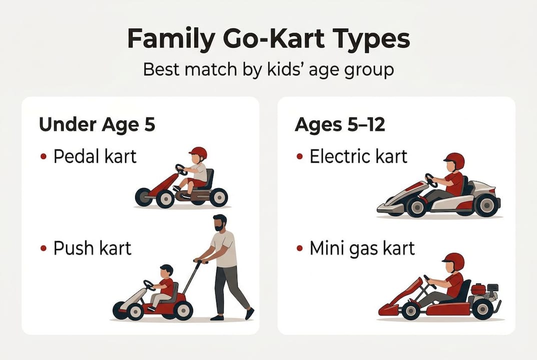 Infographic compares go-kart types by age group