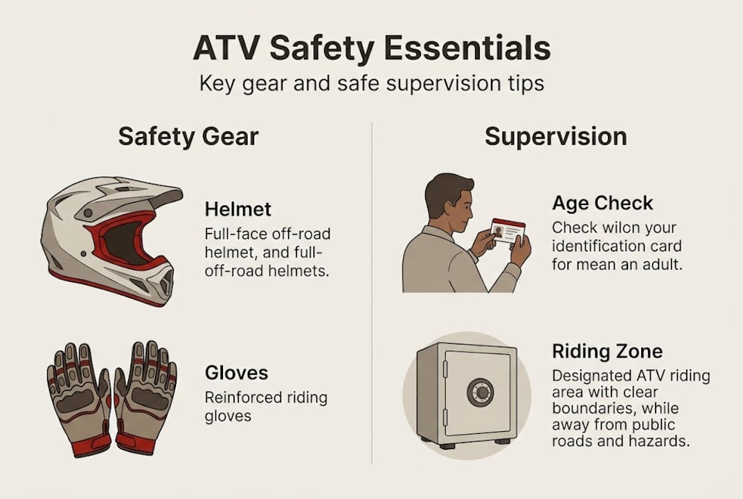 Infographic of ATV gear and supervision basics