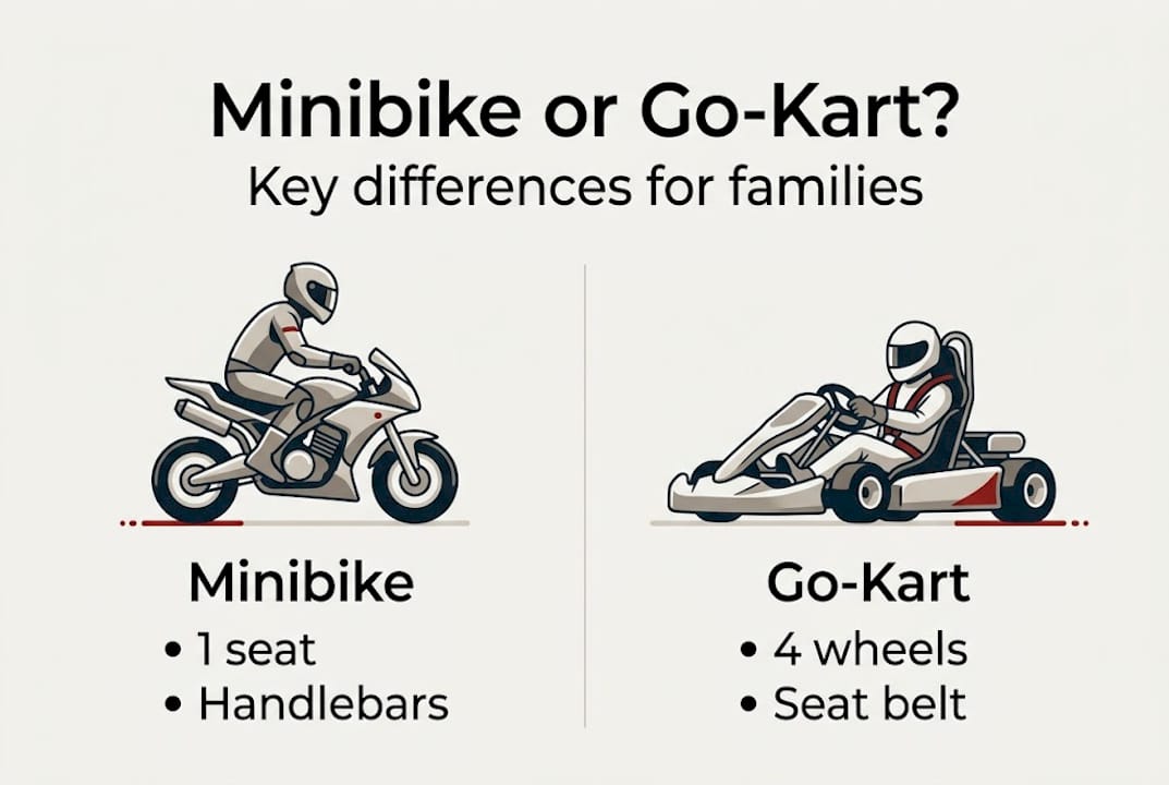Infographic showing minibike vs go-kart features