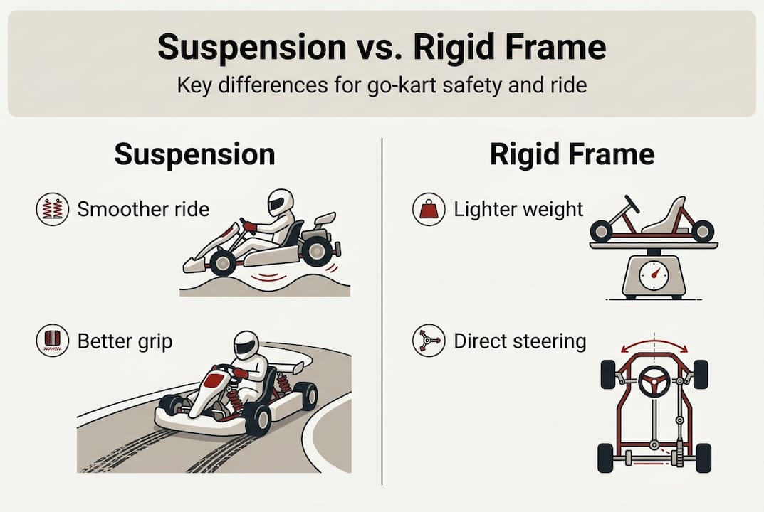 Infographic comparing suspension and rigid go-karts