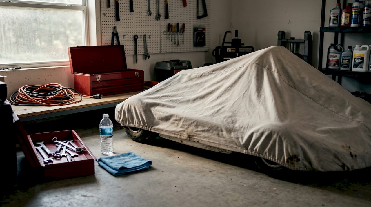 Covered go-kart in workshop setting
