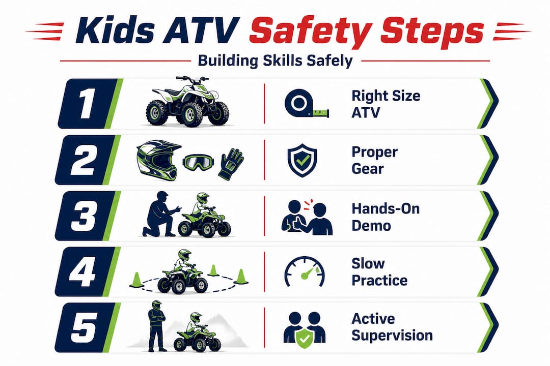 Infographic showing step-by-step ATV safety process