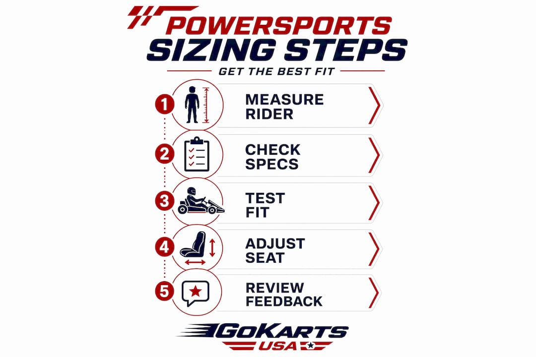 Infographic showing steps for powersports sizing process