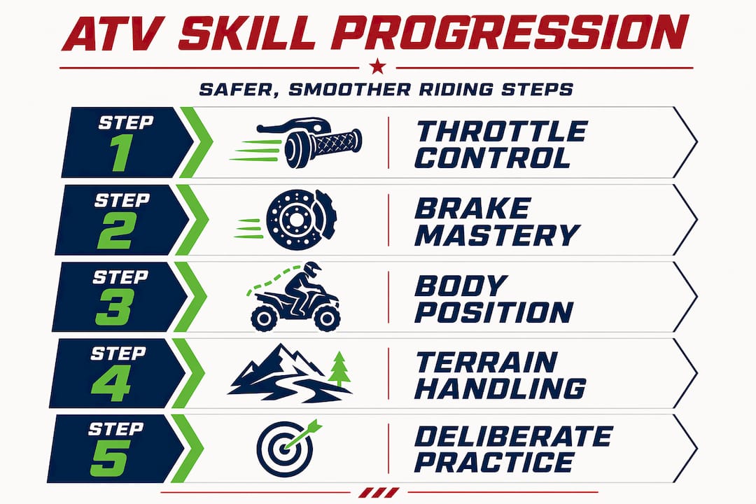 Infographic showing ATV skill progression steps