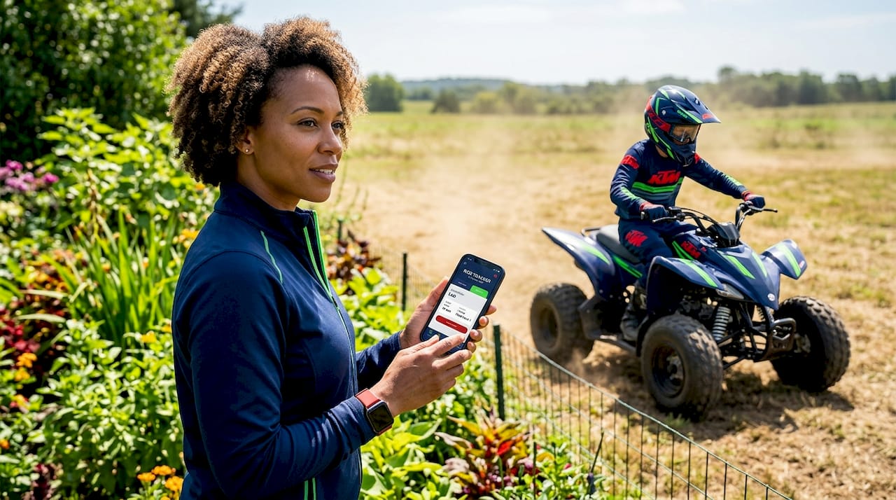 Remote ATV safety app in parent’s hand
