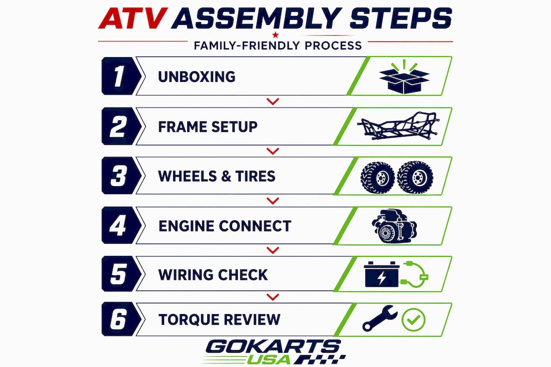 Infographic showing ATV assembly process steps