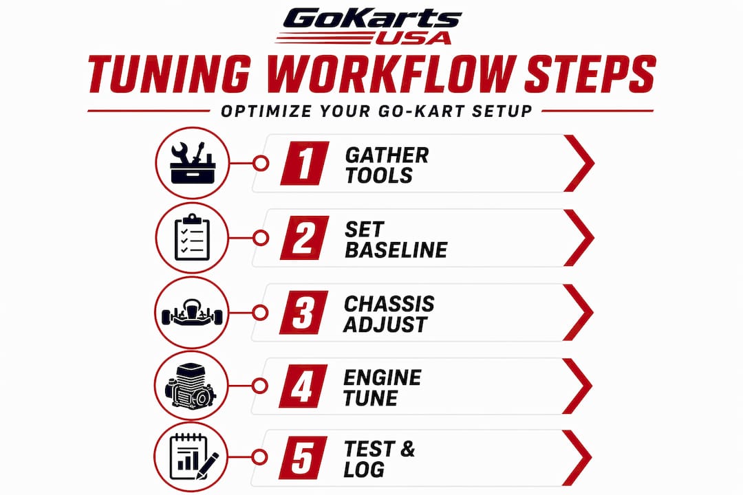 Infographic outlining go-kart tuning steps