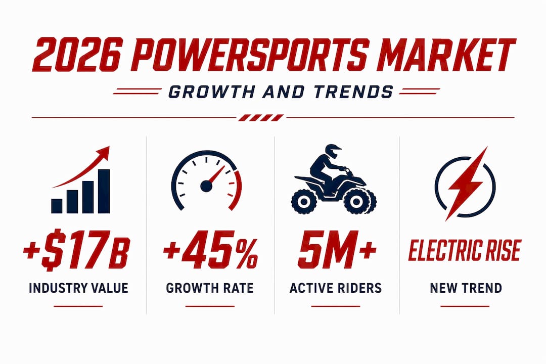 Infographic with powersports market value and stats