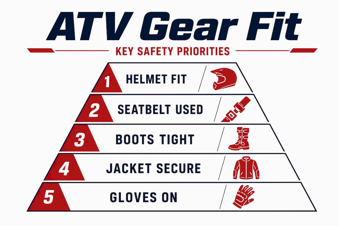 Hierarchy infographic for ATV gear fit priorities