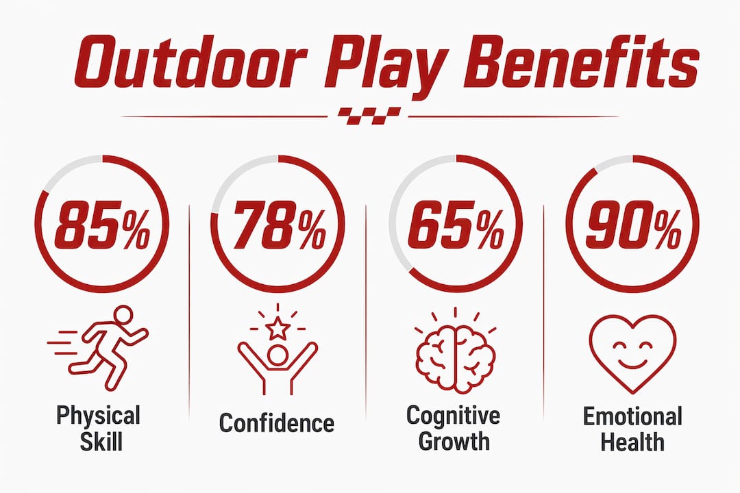 Infographic illustrating benefits of outdoor vehicle play