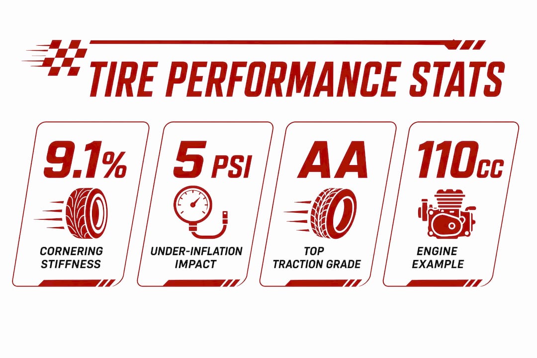 Infographic showing key tire performance statistics