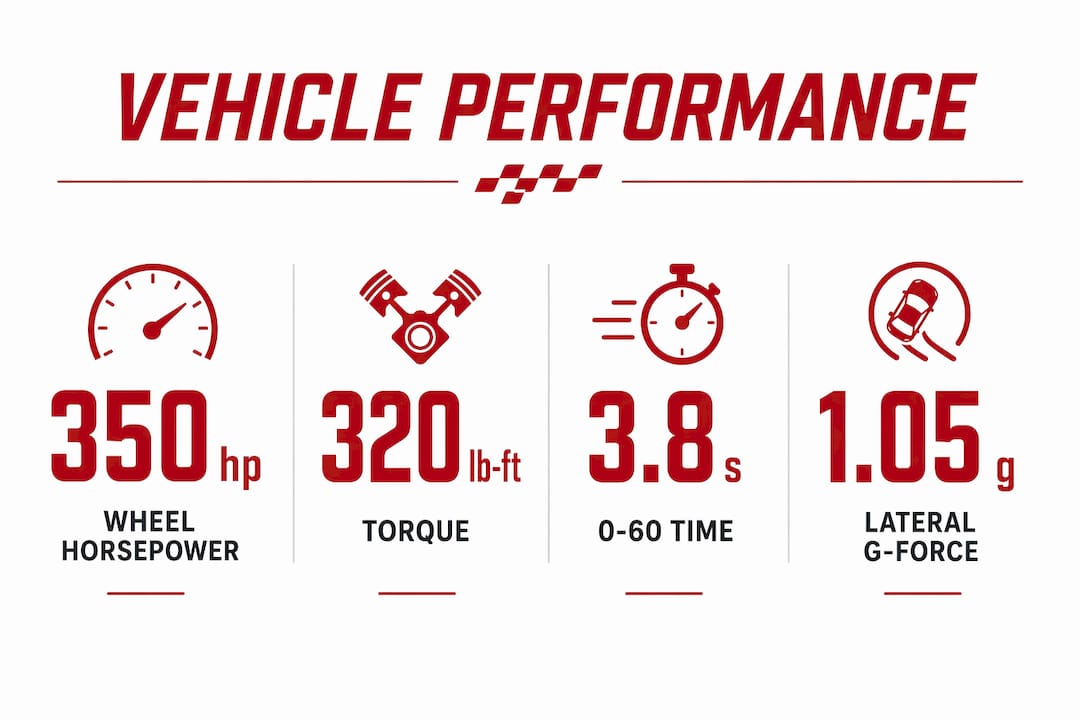 Infographic displaying key vehicle performance metrics