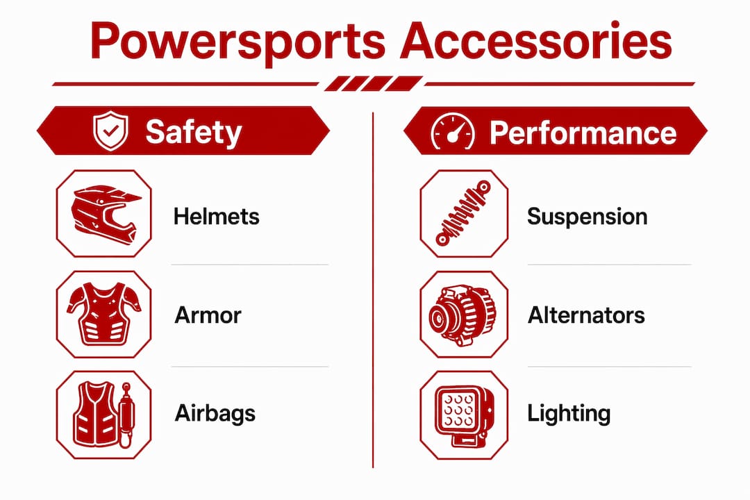 Infographic comparing safety and performance accessories