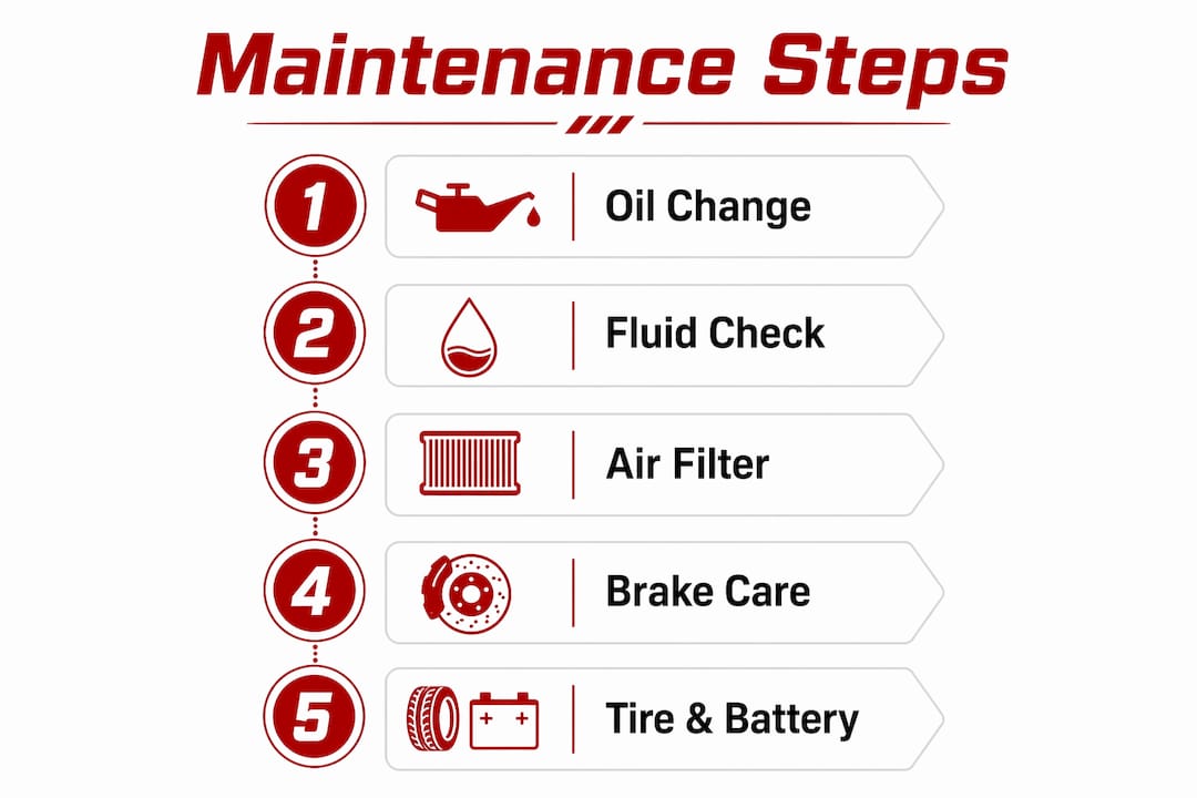Infographic showing stepwise powersports maintenance checklist