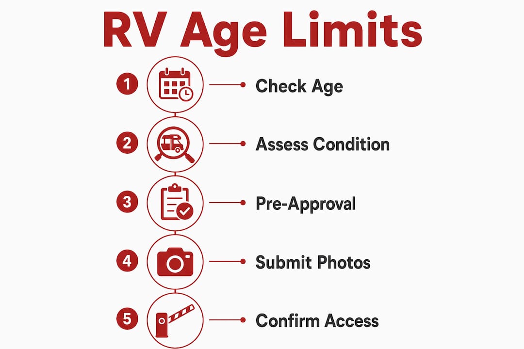 Infographic showing steps to manage RV age limit compliance