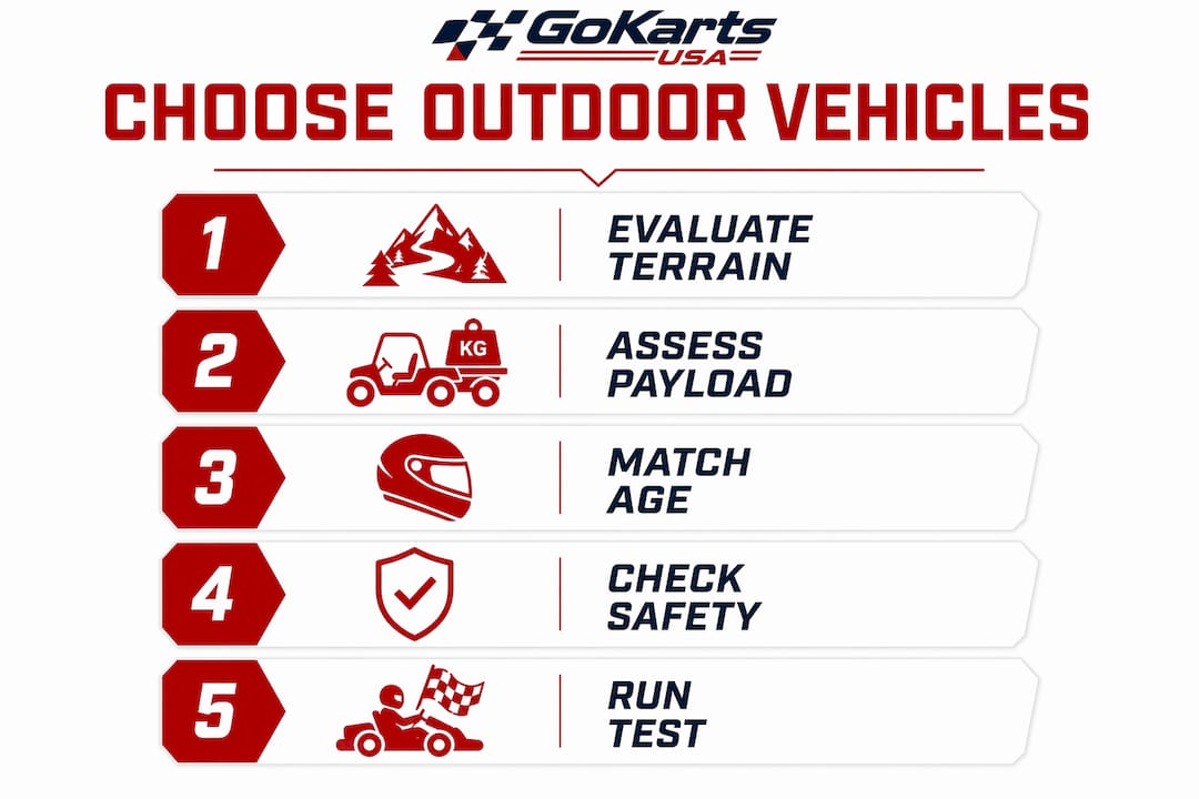 Infographic showing steps to choose outdoor vehicles