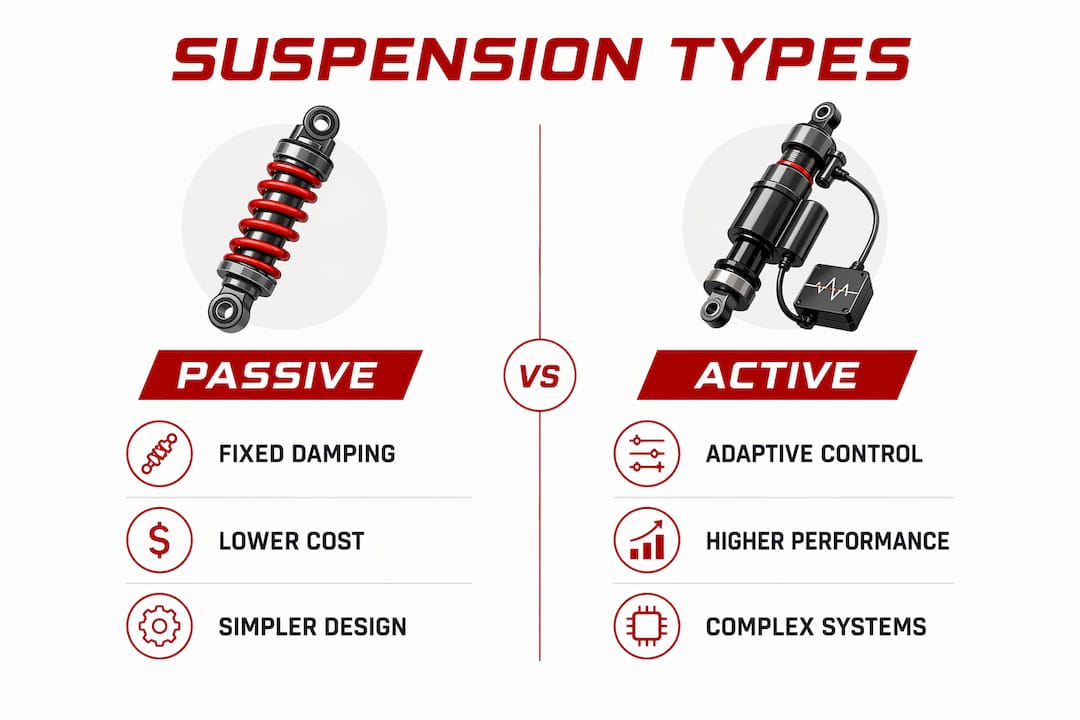 Infographic comparing passive and active suspension