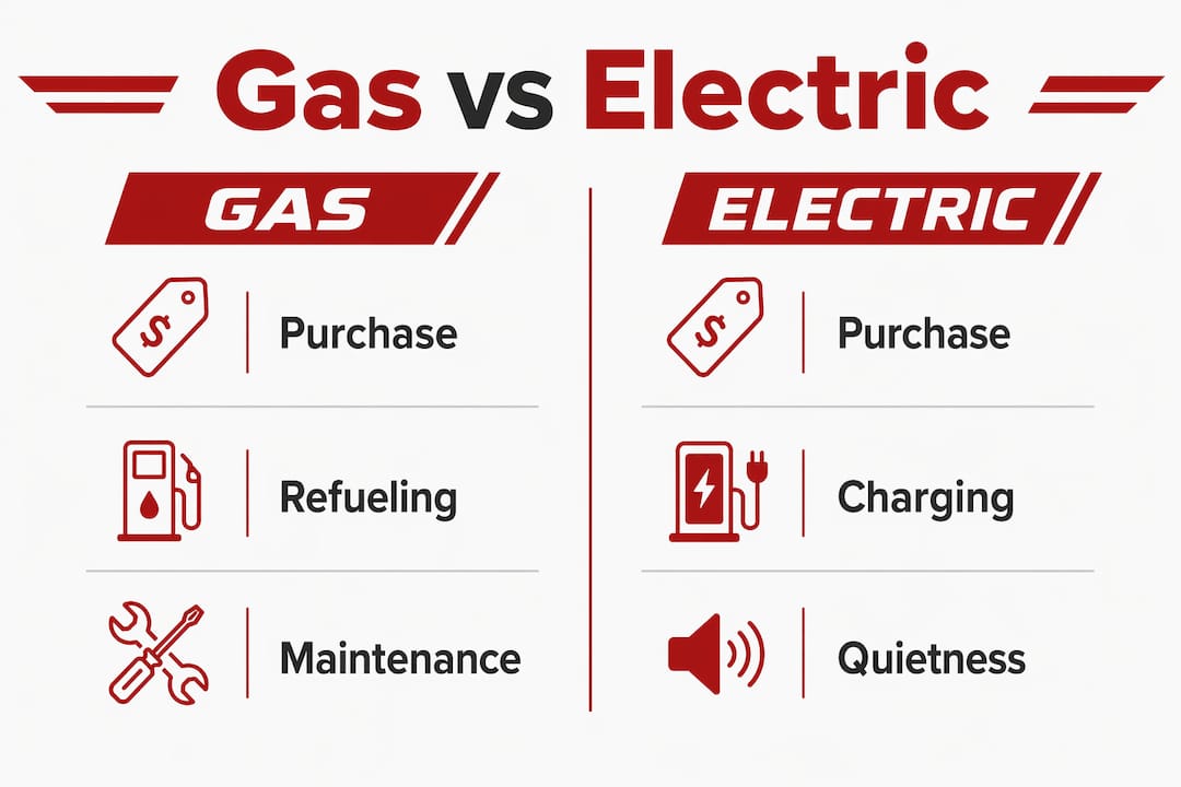 Infographic comparing gas and electric recreational vehicles