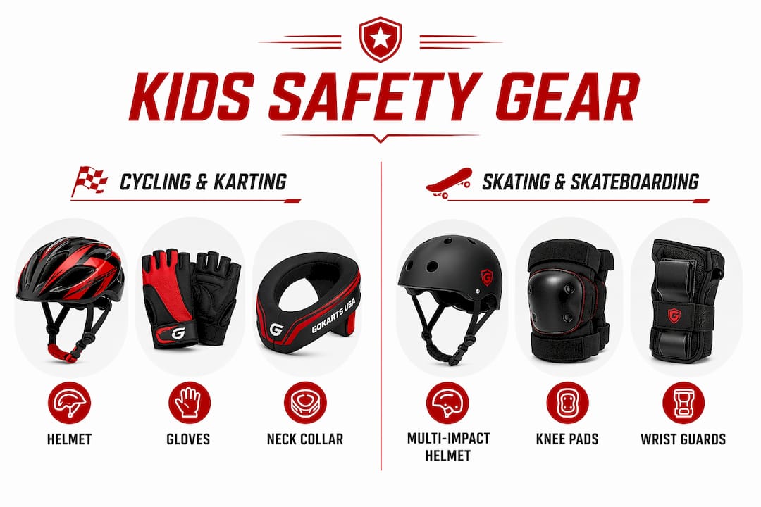 Infographic comparing safety gear types per activity