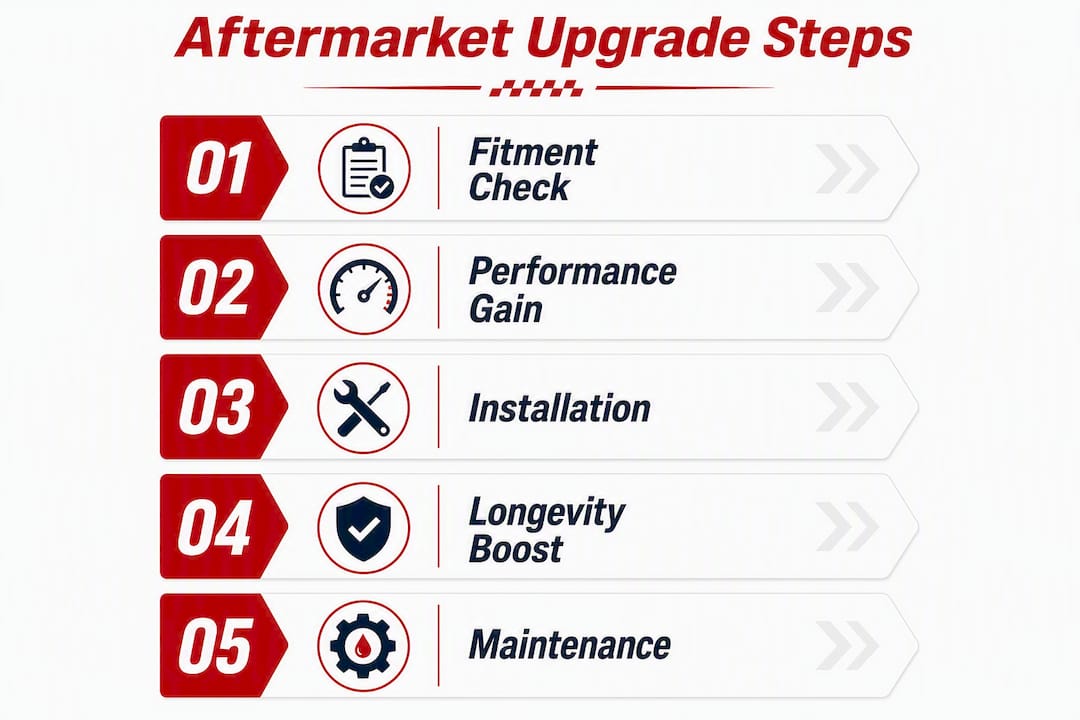 Infographic outlining steps of aftermarket upgrade process