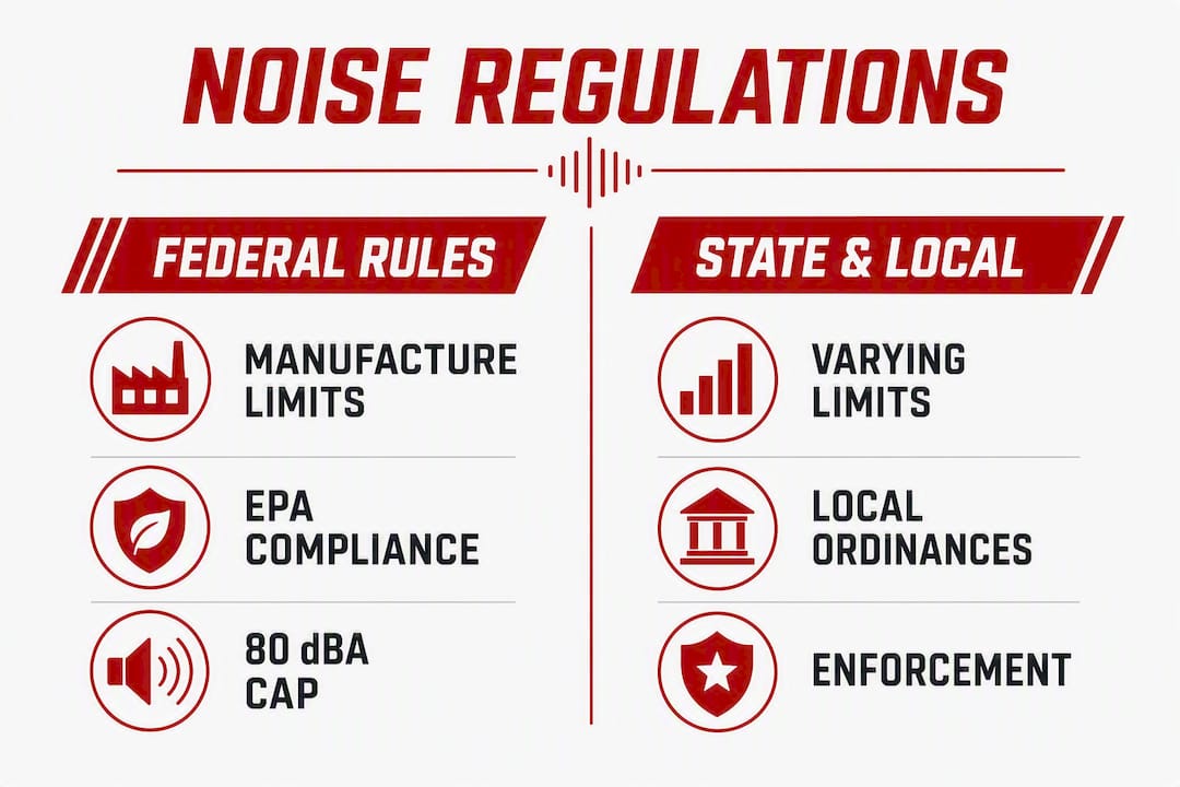 Infographic comparing federal and local noise rules