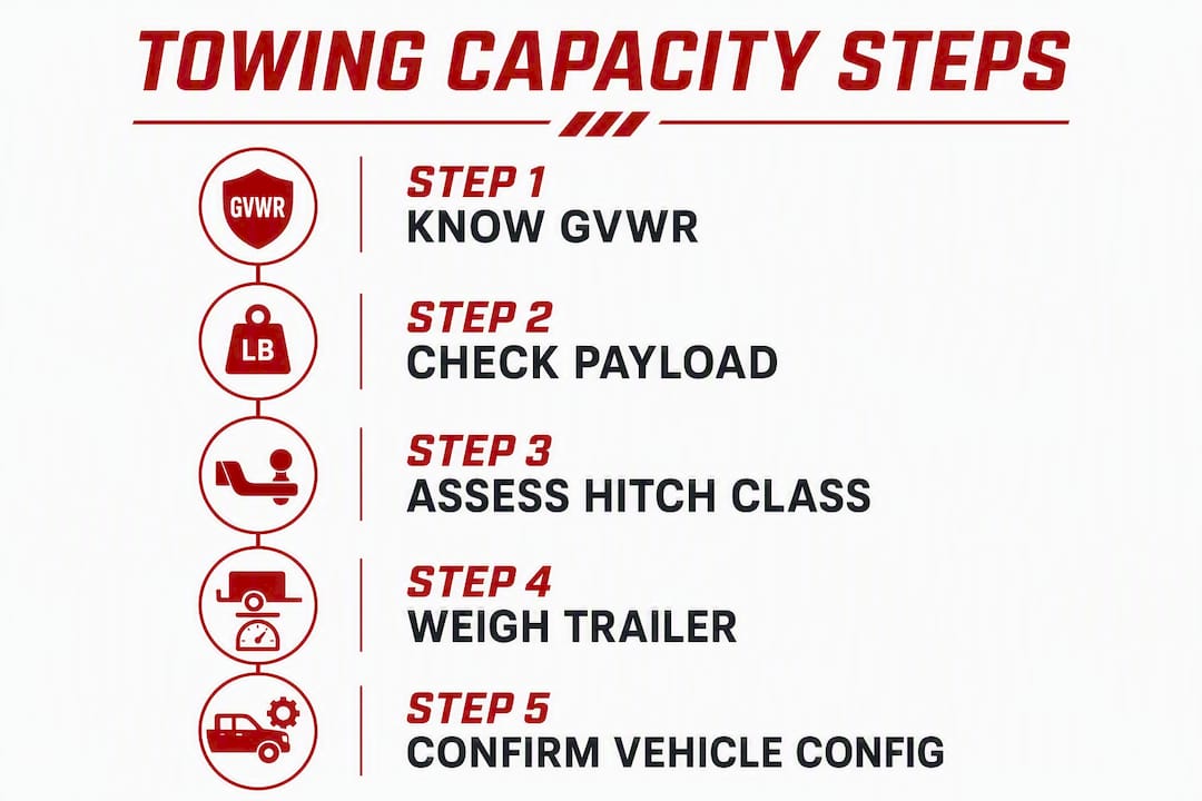 Infographic showing towing capacity key steps