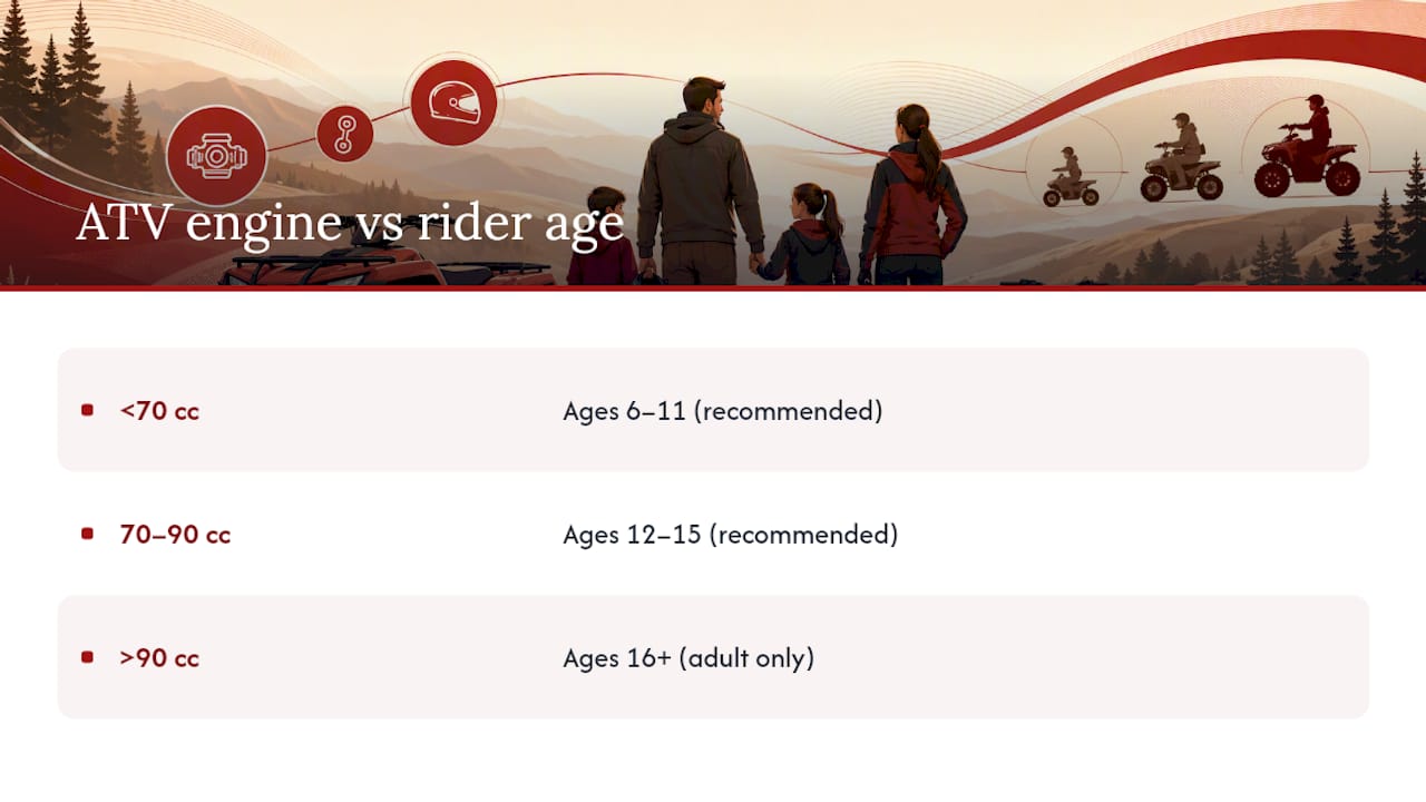 Diagram comparing engine sizes to rider age safety